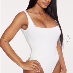 PLT White Square Neck Bodysuit